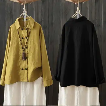 

ZANZEA Women Tops and Blouses Turn Down Collar Tunic Tops 2020 Vintage Buttons Down Blouse Cotton Work Office Blusas Femininas 7