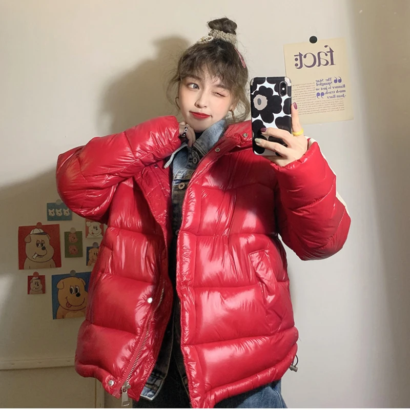 Thicken Cotton-padded Jacket Warm Winter Down Waterproof Coat Women Zipper Parka Glossy Women Cotton Jacket