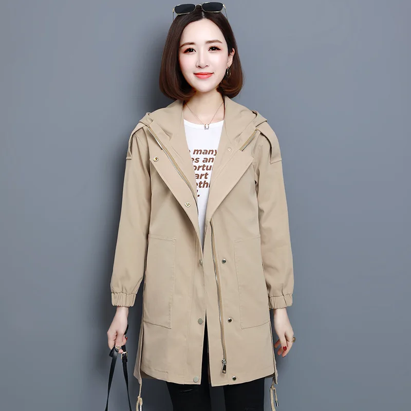 

Trench Coat Casual Long Sleeve Autumn Coat Women's 2019 New Style Korean-style Loose-Fit Versatile Mid-length-Style Fashion