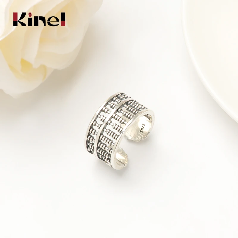 Kinel S925 Серебряное кольцо, Ювелирное кольцо, уличное, горячее Ретро, индивидуальность, тренд, счастливое кольцо-счеты, открытие, регулируемое для мужчин и wo