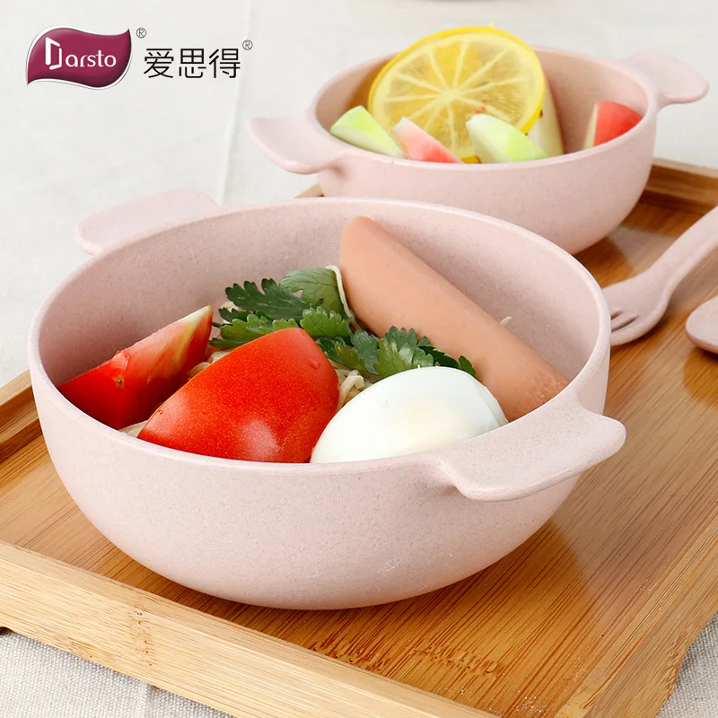 Haiice Wheat Straw Fiber Bowl Environmentally Friendly Small Soup Bowl Children Instant Noodle Bowl Tableware Set Manufacturers
