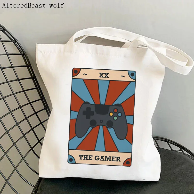 Women Shopper bag The Fool Tarot Card Printed Bag Harajuku Shopping Canvas Shopper Bag girl handbag Tote Shoulder Lady Bag