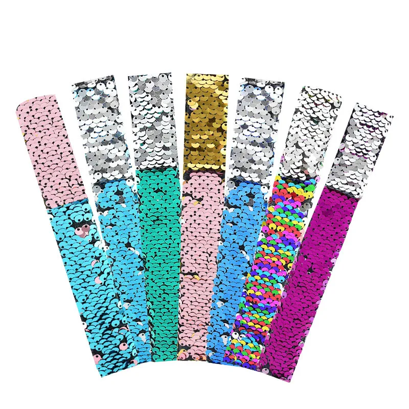 5 stücke Glitter Slap Armbänder Meerjungfrau Pailletten Armband für Mädchen Kleine Meerjungfrau Geburtstag Party Dekoration Geschenk Kinder Spielzeug Baby Dusche – Detail 4