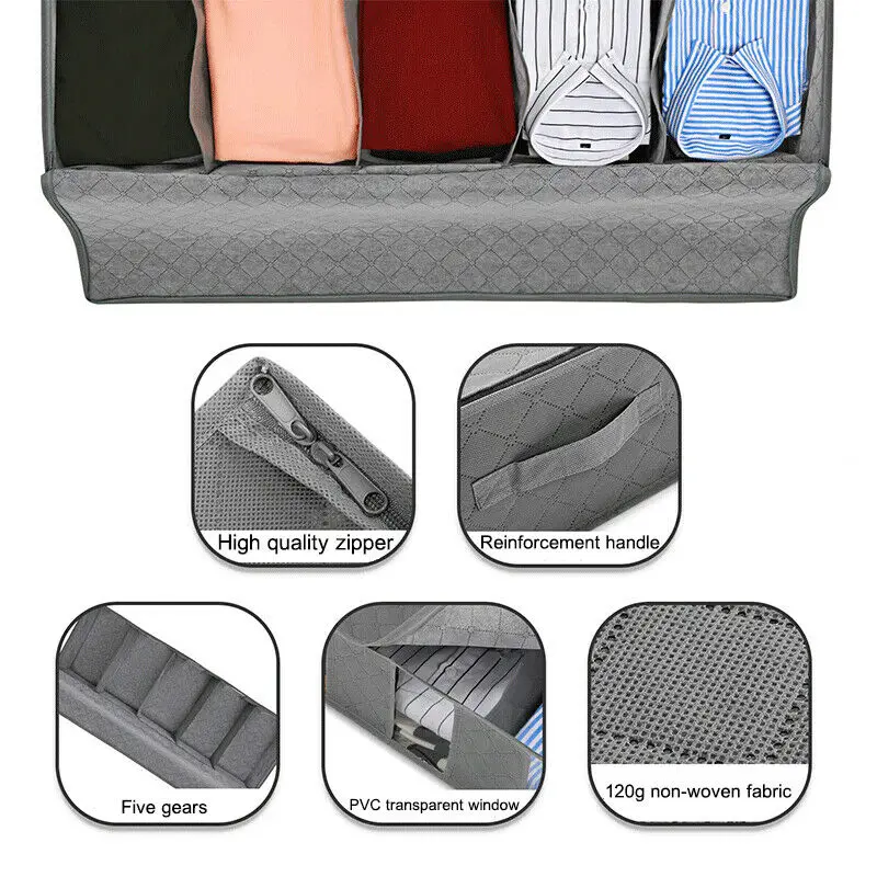  Large Capacity Under Bed Storage Bed Bags Shoes Duvet Clothes Container NonWoven