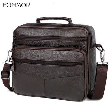 

Fonmor Men's Briefcase Zipper Messenger Shoulder Bags Bussiness Crossbody Bags Men Large Capacity Genuine Leather Tote Handbag