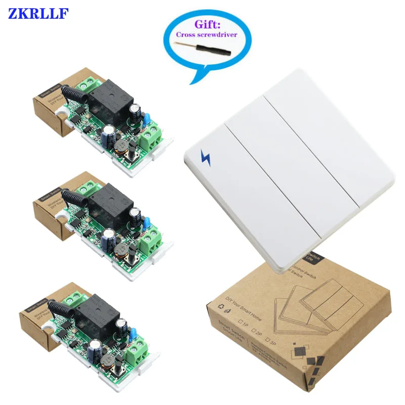 For Light LED Lamp Wall Switch 433Mhz wireless rf 86 wall panel transmitter Safety Switch 1CH Wireless RF Remote Control Switch-2
