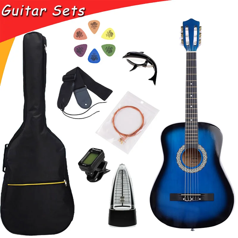 Mr Guitar 38 Классическая гитара 6 струн 4 цвета гитарные аксессуары с струнами сумка выбирает тюнер и метроном гитарра наборы AGT64 - Цвет: Blue Guitar Sets