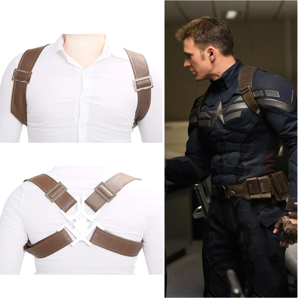 

Captain America Shoulder Straps Adjustable Harness with Resin Buckle Superhero Bretelle COSplay Accessory