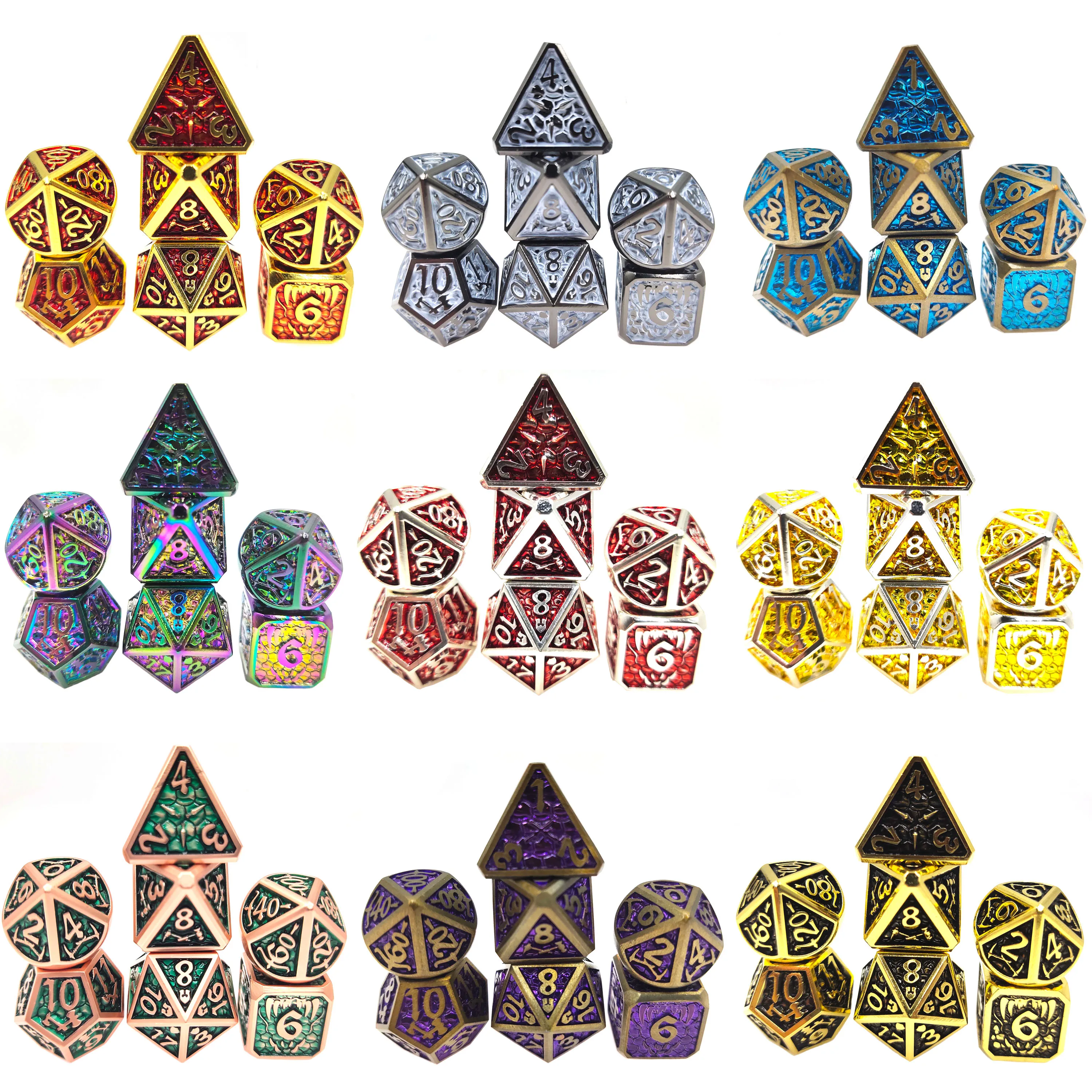 7 шт./компл. металлические многогранные игральные кости DND ролевые игры D & MTG