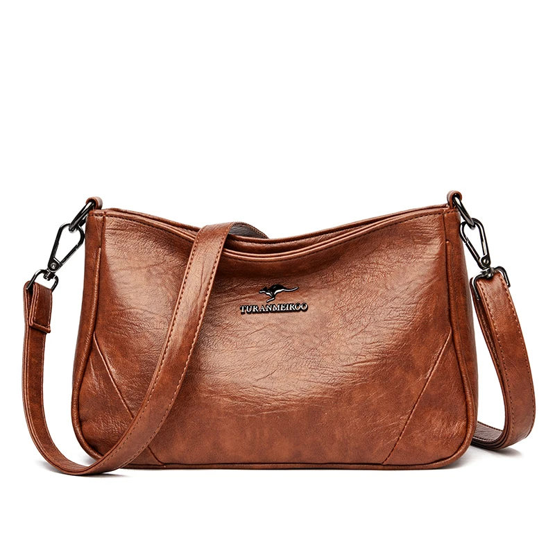 

Women's PU Leather Handbags High Quality Solid Color Designer Shoulder Bag Fashion Simple 2021 Retro Casual Diagonal Handbags