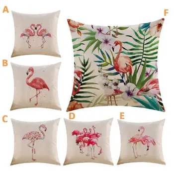 

New Flamingo Pillow Case Cotton Linen Decorative Pillowcases Throw Pillow Cover 45x45cm Square Pillow Case Cover For Home Sofa