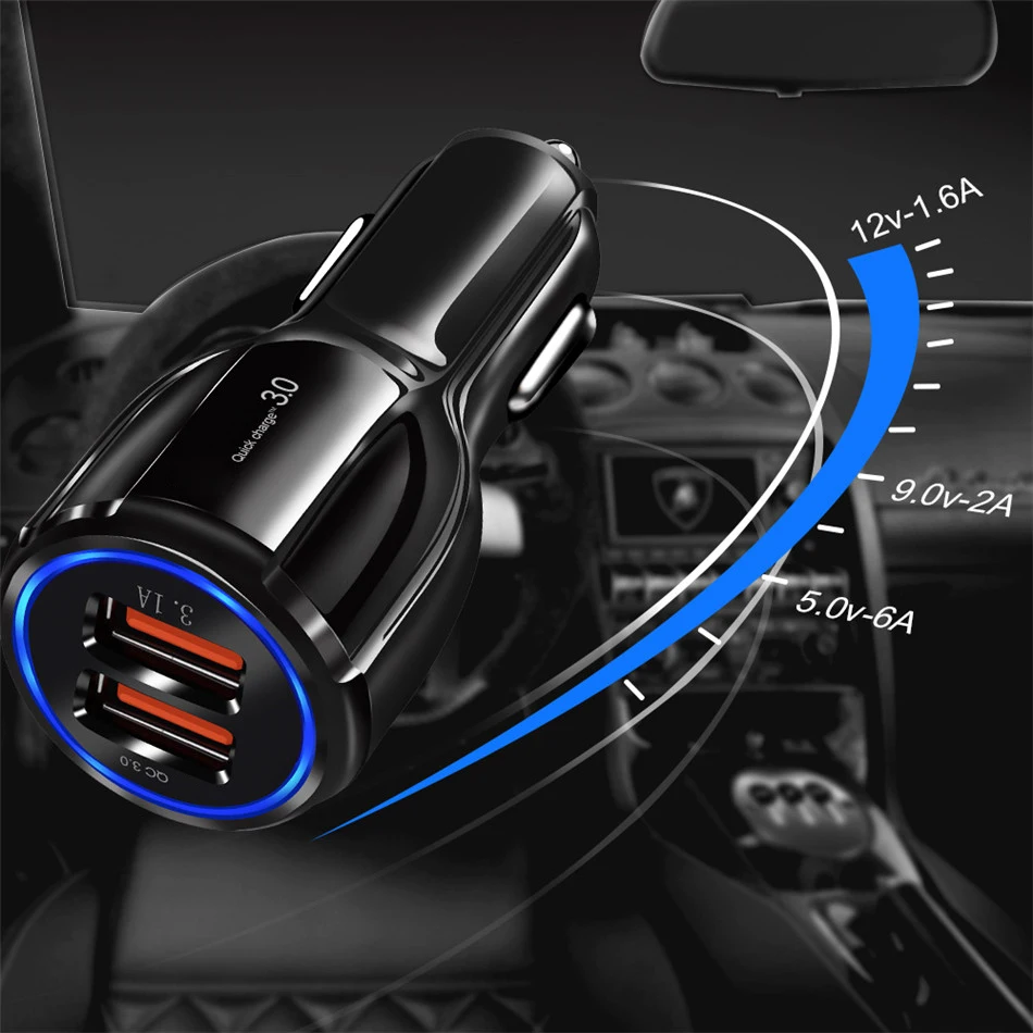Jellico автомобильное USB зарядное устройство Быстрая зарядка 3,0 зарядное устройство для мобильного телефона 2 USB QC3.0 быстрое автомобильное зарядное устройство для iPhone samsung планшета автомобильное зарядное устройство