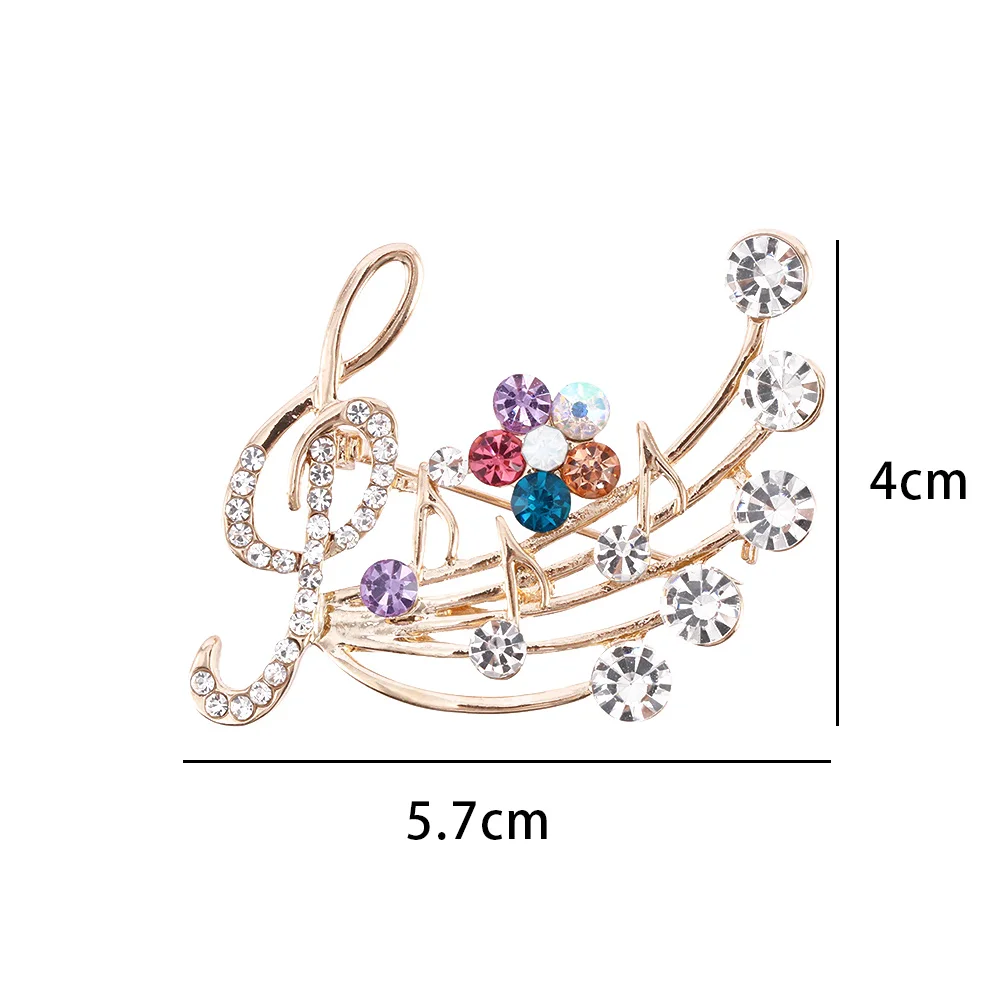 Хрустальная музыкальная брошь-нота свитер Амулеты Стразы Броши с цветками булавка для женщин девушки подарок платья костюм аксессуары ювелирные изделия