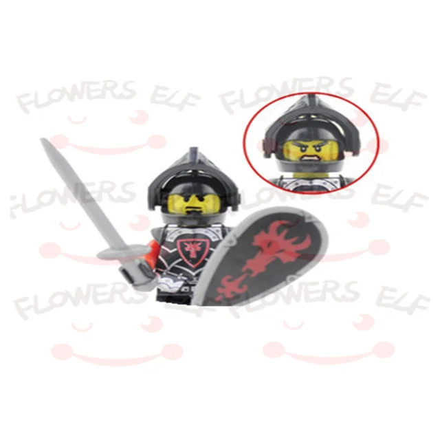 1PCS Blue Lion Red Green Dragon Knight Mini Two-person Villain Middle Age Assembling Building Blocks Children'sToy Medieval Knig 9804A