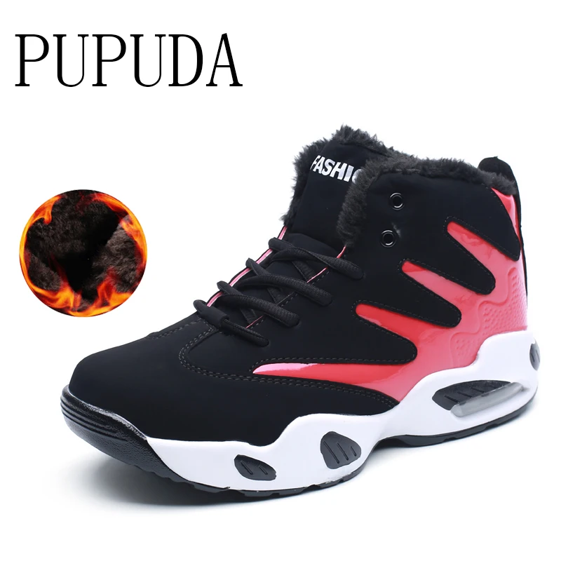 PUPUDA, мужская обувь, зимняя Удобная Спортивная повседневная обувь, мужская обувь для бега, мужские трендовые баскетбольные кроссовки для бега, мужские хлопковые зимние ботинки