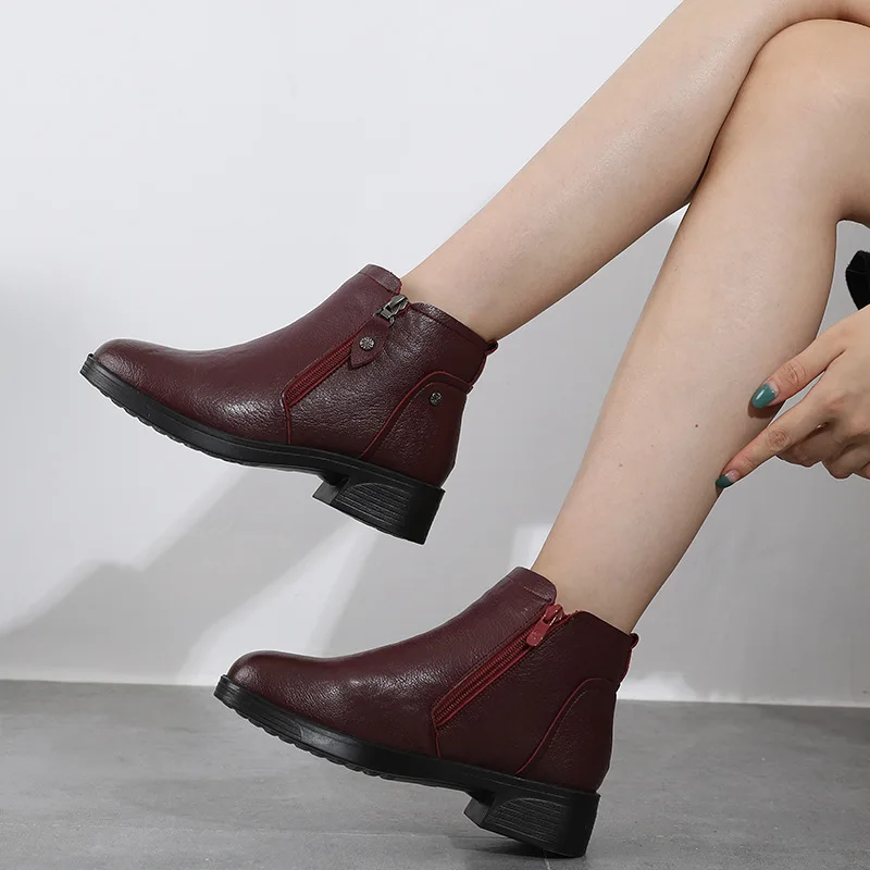 Women's Winter Boots Keep Warm Ankle Shoes High Fashion Ankle Boots For Women Chunky Fashion Womens Shoes Zapatos De Mujer