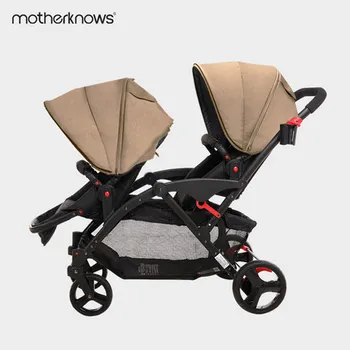 

Free Shipping Luxury Twins Baby Stroller Aluminum Frame twins stroller High-Landscape Baby Carriage multi-function two baby car