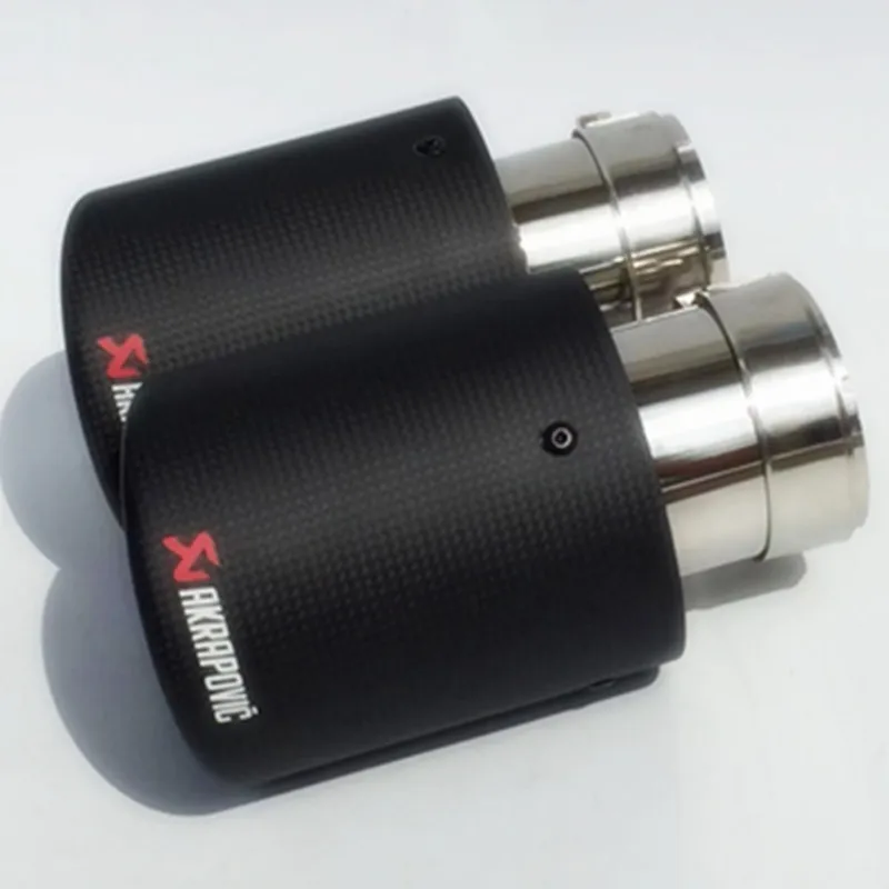 2 шт. Akrapovic Автомобиль Черный углеродного волокна выхлопные трубы один глушитель советы