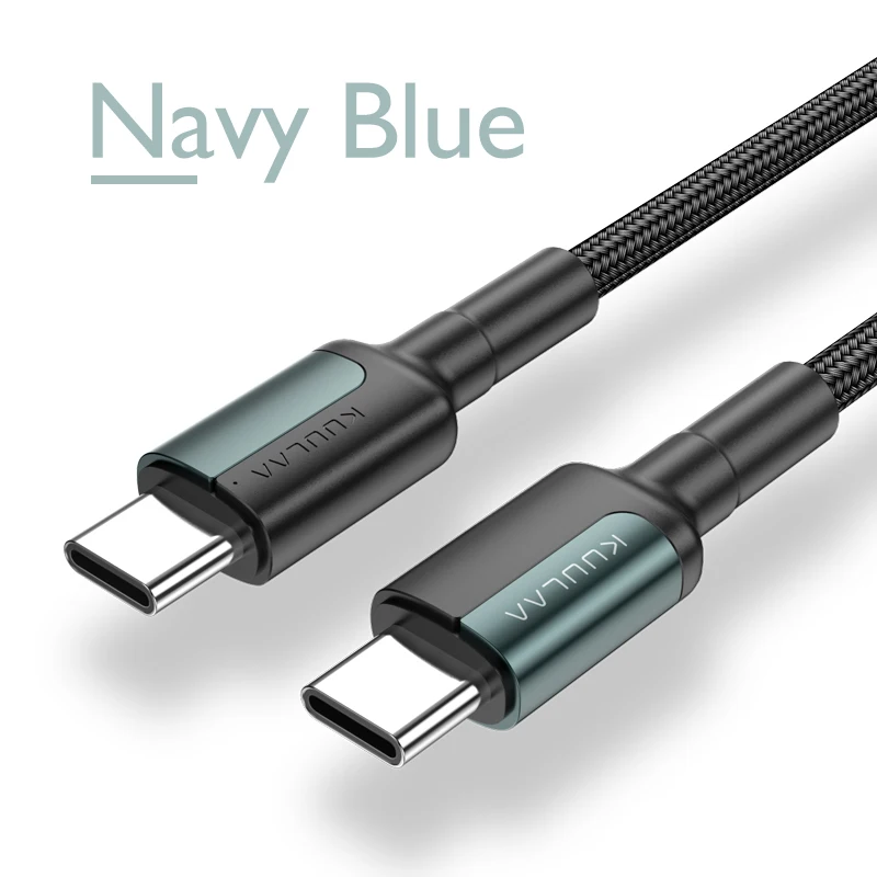 Кабель KUULAA USB C к usb type C для Xiaomi Redmi Note 7 Pro 60W PD QC 4,0 кабель быстрой зарядки для samsung S10 Oneplus USBC type-C - Цвет: Navy Blue