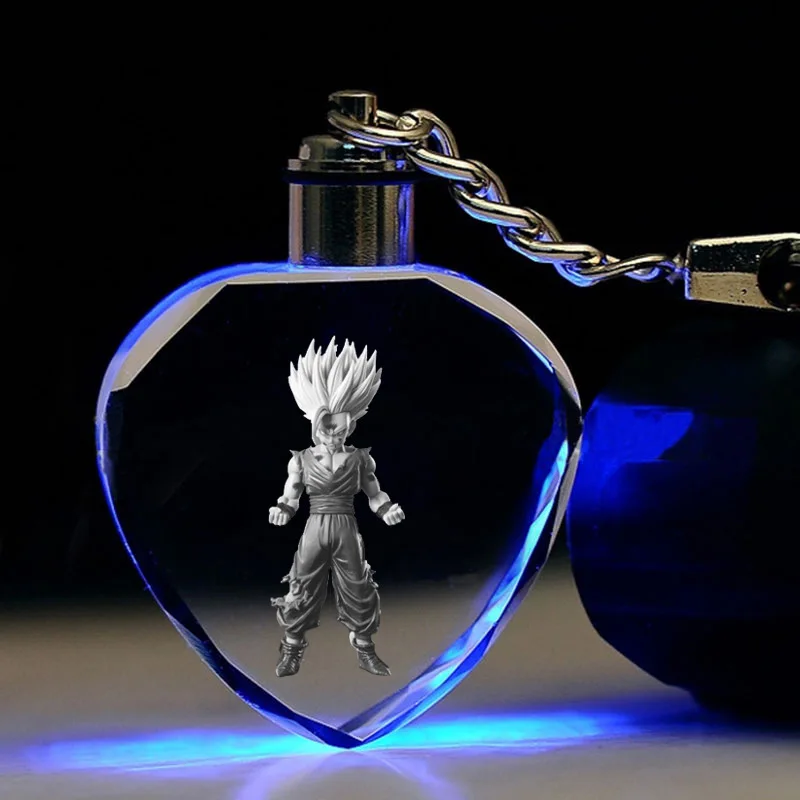 6 Аниме Dragon Ball брелок Сон Гоку Мастер Роши Тянь Шинхан куририн Вегета в форме сердца кристалл брелок милый забавный мультфильм - Цвет: 6