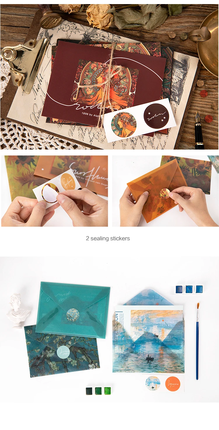 Art Museum Series Sulfuric Acid Paper Envelope and greeting card Decoration Wedding Letter Invitation Scrapbooking Gift