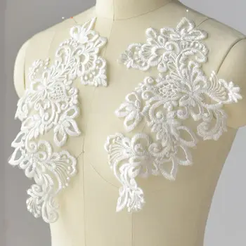 

Off white with Silvery thread decoration embroidery lace patches 10pcs=1lot, Quality wedding lace material decoration flowers