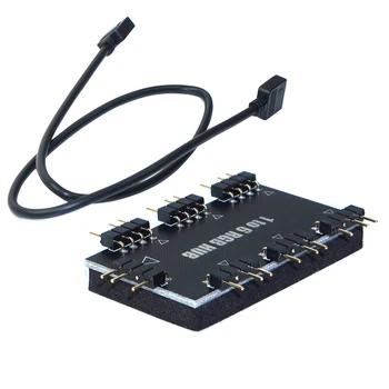 

5V 3Pin / 12V 4 PIN Computer Motherboard 1 to 6 RGB Fan Hub Splitter PWM Controller Fan Cooler Symphony 50cm Power Supply Cable