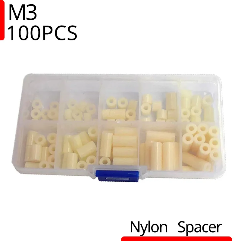 M3 White Round Nylon Spacer Motherboard PCB ABS Plastic Standoff Non-Threaded Screw Nut Set Assortment Kit Box | Обустройство дома