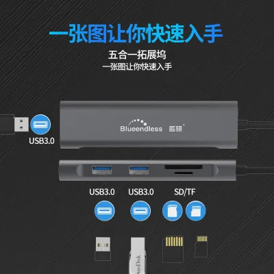 5 в 1 док-станция USB 3,0 type C SD/TF концентратор конвертер адаптер для MacBook для samsung Galaxy S10/S9 USB-C HDMI PD сплиттер