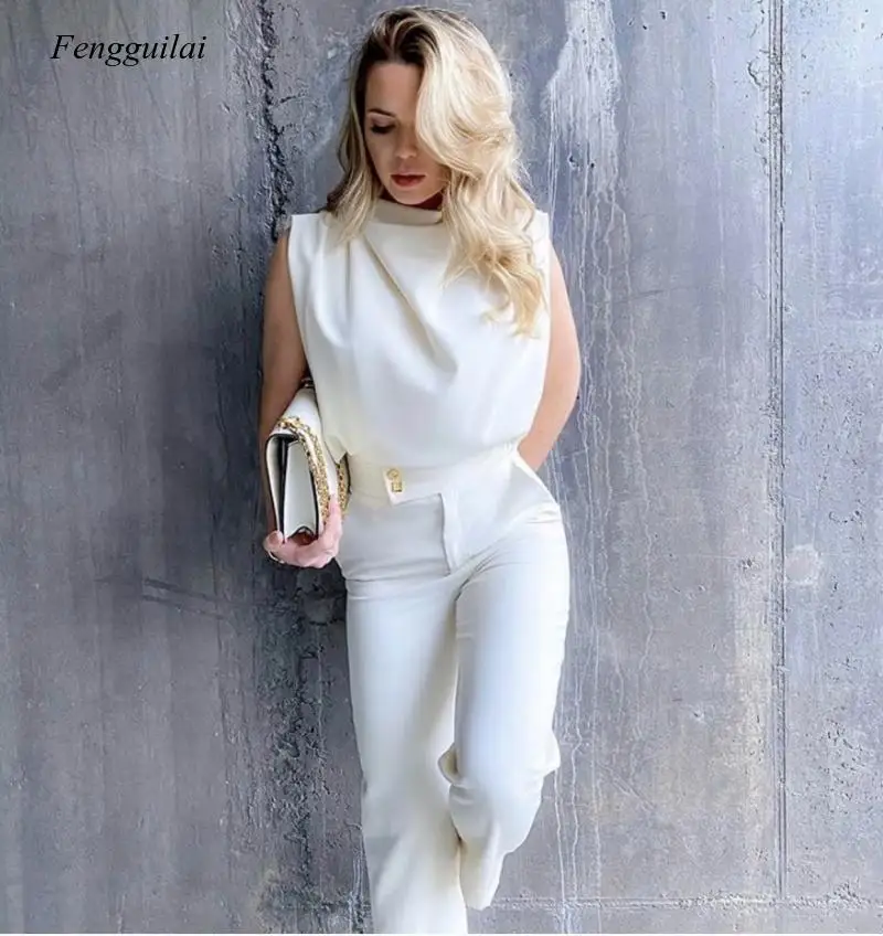 

Women's 2021 Summer New Sleeveless Stand Collar Shirt Women's Solid Color Causal Office Street Top