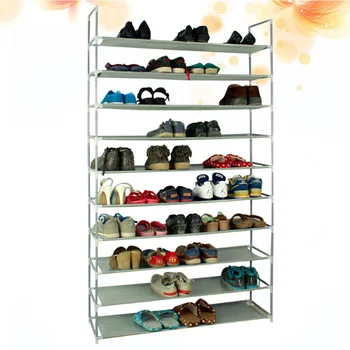 

100cm Large Simple Assembly Shoe Shelf 10 Tiers Non-woven Fabric Shoe Rack with Handles for Home