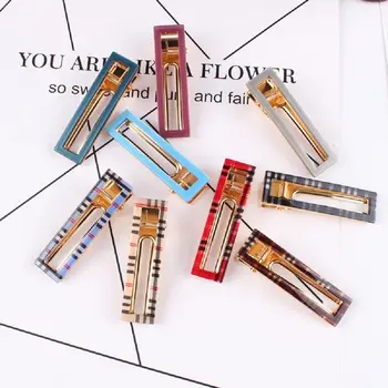 

2019 korea New Fashion Acetic Acid Houndstooth Hairpin Geometric Rectangle Acetate Barrette Hairband Women Hair Accessories