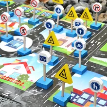 Детская игрушка дорожные знаки для детей Обучающие приспособления игрушечный транспорт транзитная дорога сигналы детская игрушка смешная игра домино блоки