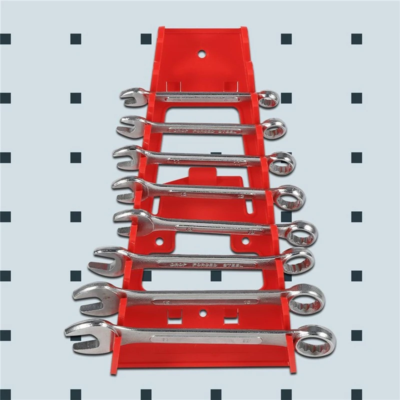 Plastic Red 9 Slot Wrenches Rack Standard Organizer Holder Tools Wall Mounted Simple Portable  Dressing table essentials