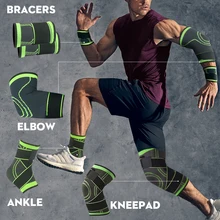 SKDK 4 шт./компл. Компрессионные гольфы; комплект спортивной одежды с длинными рукавами для бега, баскетбола, Фитнес Велоспорт Теннис колено для локтя лодыжки наручные Поддержка набор