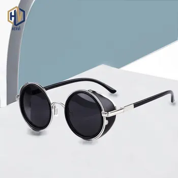 

Vintage Women Steampunk Retro Coating Men Round Sunglasses Brand Designer Punk Sun Glasses UV Protection