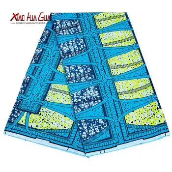 

Ancara fabric African polyester printed blue African floor-coat wax high quality 6 yards/lot African fabric clothing FP6371