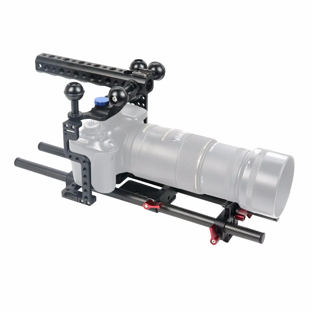 BGNing алюминиевая клетка для SLR камеры для GH4/GH5, подставка для объектива с кронштейном w/25 см, 40 см, карбоновый зажим для штанги, комплект для крепления Railblock