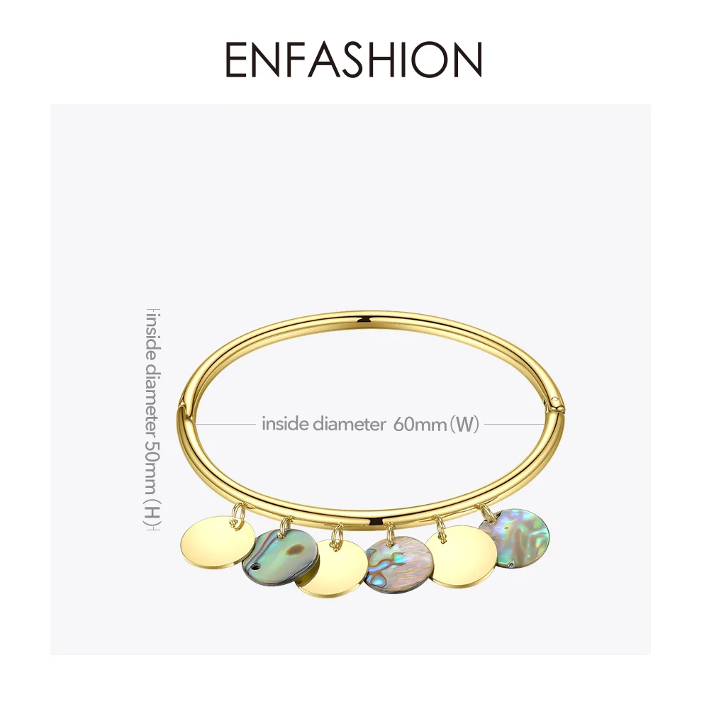 ENFASHION, натуральный Браслет-манжета в виде раковины, браслеты для женщин, золотой цвет, нержавеющая сталь, очаровательный браслет, модное ювелирное изделие B192059
