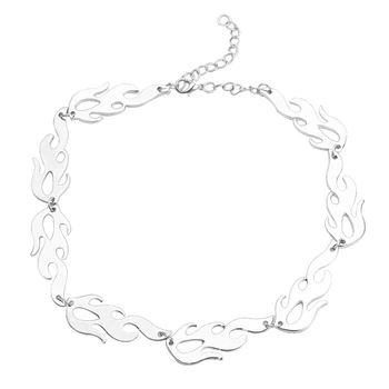 

Harajuku Streetwear Alloy Flame Unisex Necklace Punk Accessory Rock Chain Choker Necklaces