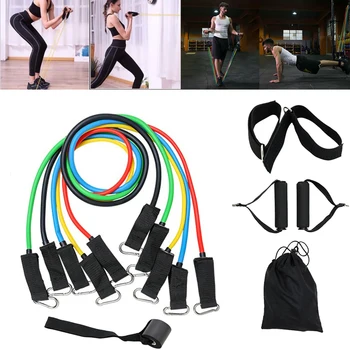 

New Sport Equipment Resistance Bands Set Workout Muscle Exercise Latex Bands Door Anchor Handles Ankle Straps Fitness Gym Boxing
