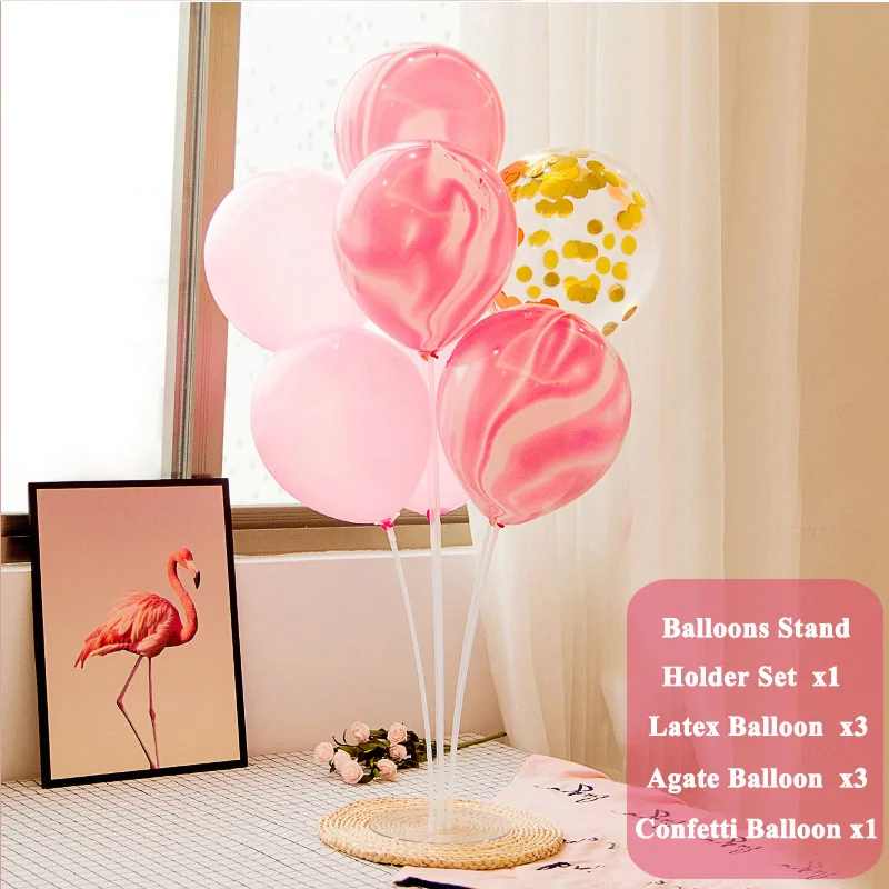 set pink 2 7 тюбиков Шар Стенд набор Выпускной вечерние украшения только что женатый Babyshower мальчик девочка 30th 40th 50th 60th день рождения - Цвет: set pink 2