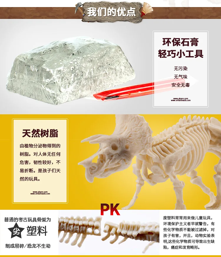6 type Jurassic Dinosaur Velociraptor Fossil excavation kits Education archeology Exquisite Toy Set Education Child Gift
