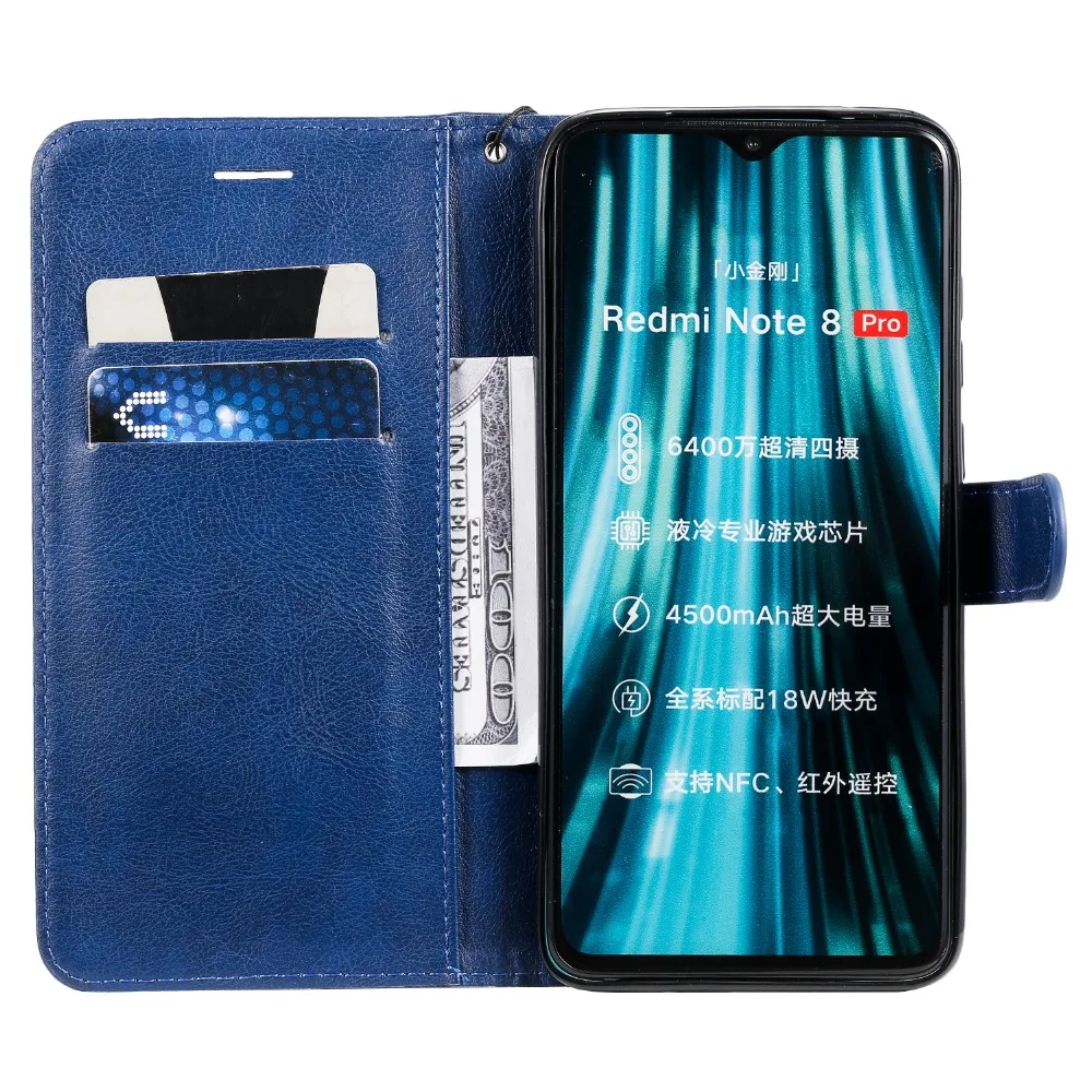 Кожаный чехол для Red mi Note 8 Pro с отделениями для карт и подставкой, чехол-бумажник для Xiaomi mi 9 Pro, чехол для Red mi 8A, однотонный чехол для телефона
