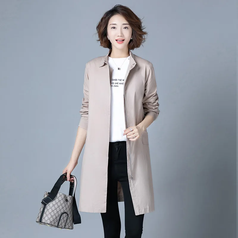 

2019 Autumn Clothing New Style Mid-length Single Layer Trench Coat Shirt Coat