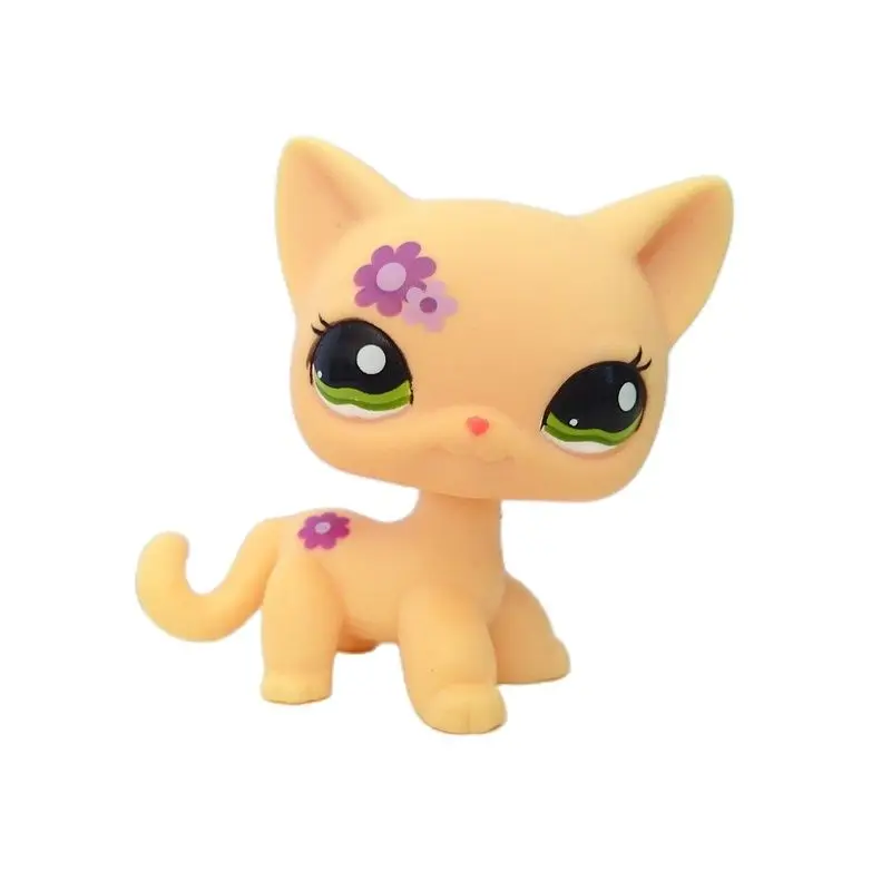 Littest Pet Shop LPS Animals Green Eye Yellow Short Hair Kitty Cat Figure Toy 