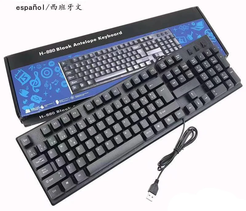 Русская, испанская, Арабская, Французская клавиатура, проводная USB клавиатура, 104 клавиш, RU+ En, клавиатуры, офисный компьютер, держатель, клавиатура для ПК, ноутбука