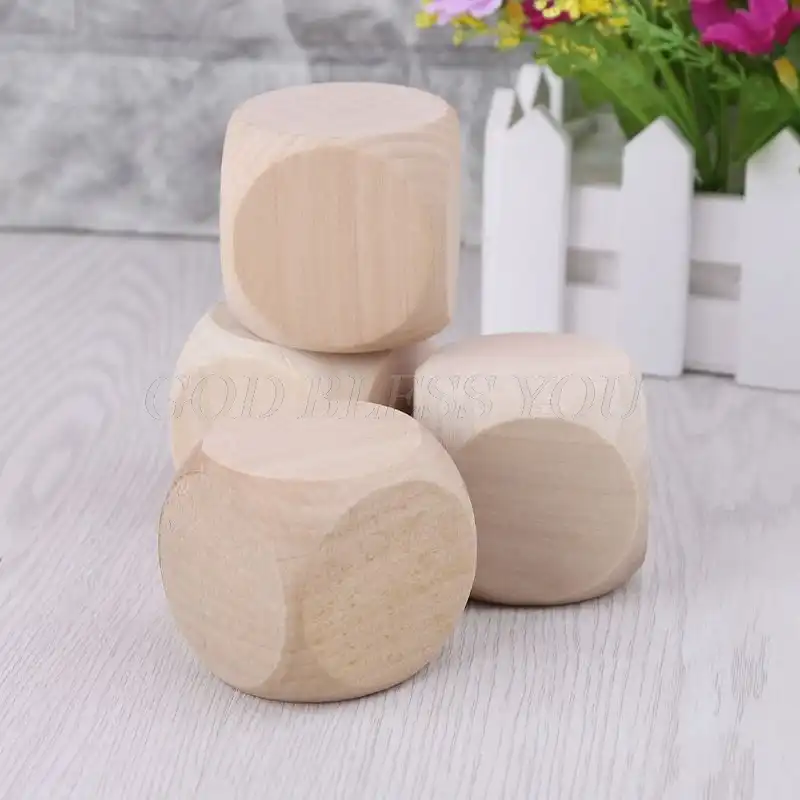 5 см 6 двухсторонняя пустое дерево кости вечерние Семья DIY игры печать гравировка