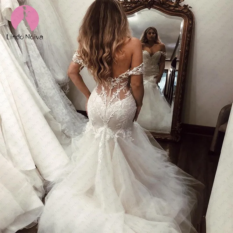 Vestido De Noiva Сексуальная шея возлюбленной русалка свадебные платья 2019 Кружева Аппликация с плеча свадебные платья Robe De Mariage