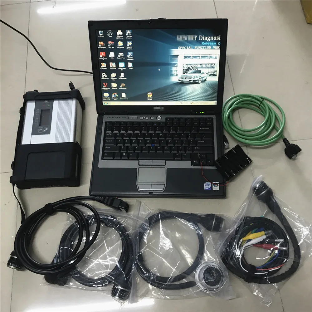 12 obd2 диагностический инструмент SD подключения C5 plus используется ноутбук D630 с новейшим программным обеспечением добавляется HHT для MB star C5 грузовиков и старых автомобилей